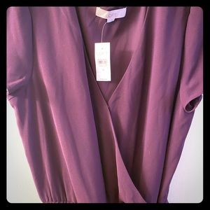 NWT LOFT purple short sleeve jumpsuit size 12